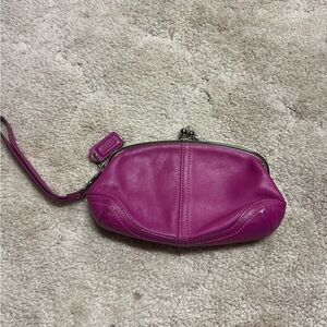 Coach Fuchsia Leather Wristlet